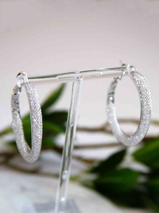 Boucles d'oreilles argentées avec des strass