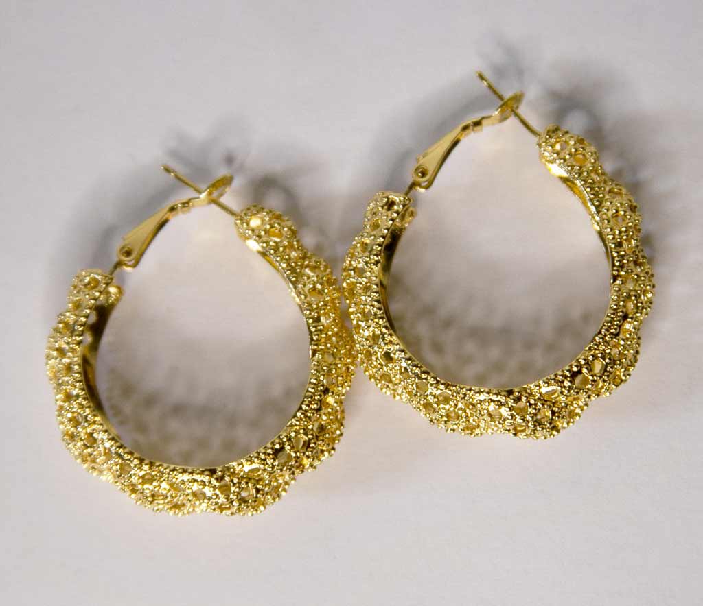 Boucles d'oreilles dorées, en acier inoxydable, ovales