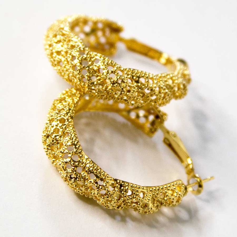 Boucles d'oreilles dorées, en acier inoxydable, ovales