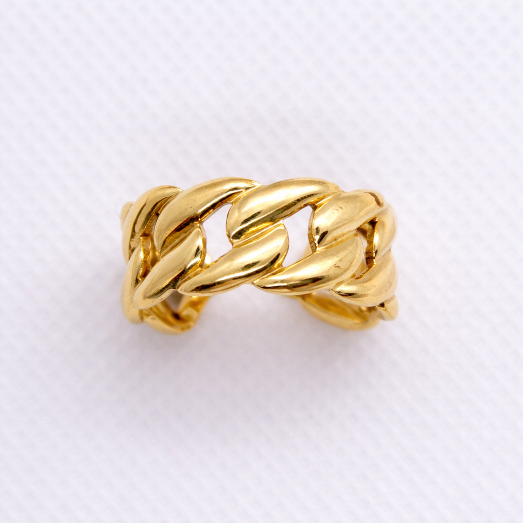 Bague dorée ajustable à maillons en acier inoxydable, design chaîne moderne – Lidiar Collection