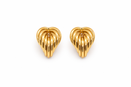 Boucles d’oreilles dorées en forme de feuille en acier inoxydable – Lidiar Collection