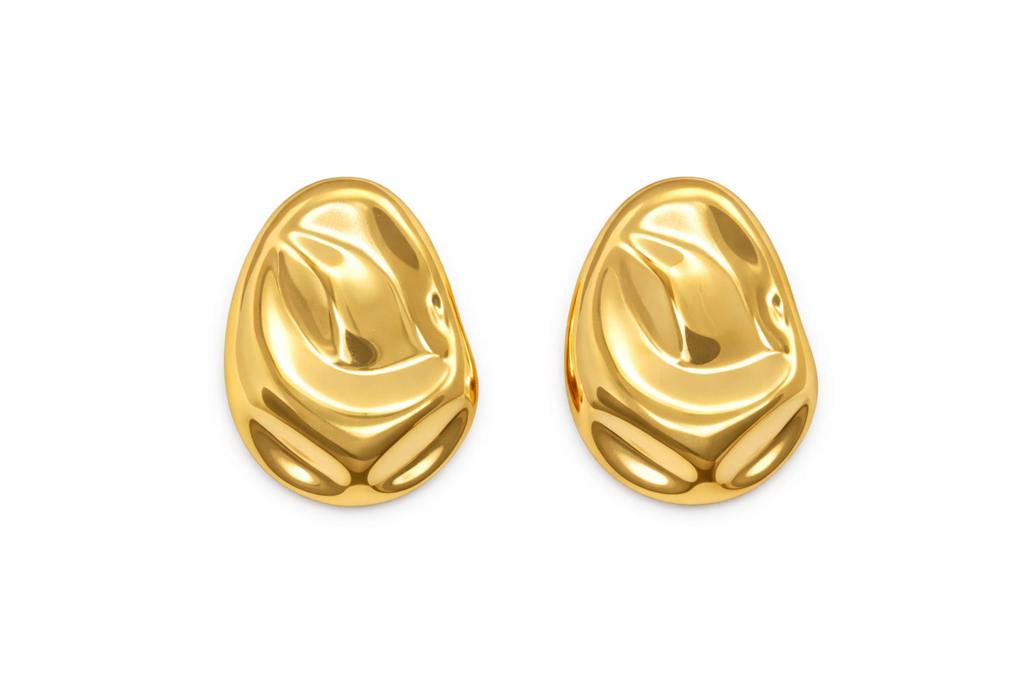 Boucles d’oreilles dorées design organique en acier inoxydable, forme sculpturale élégante – Lidiar Collection