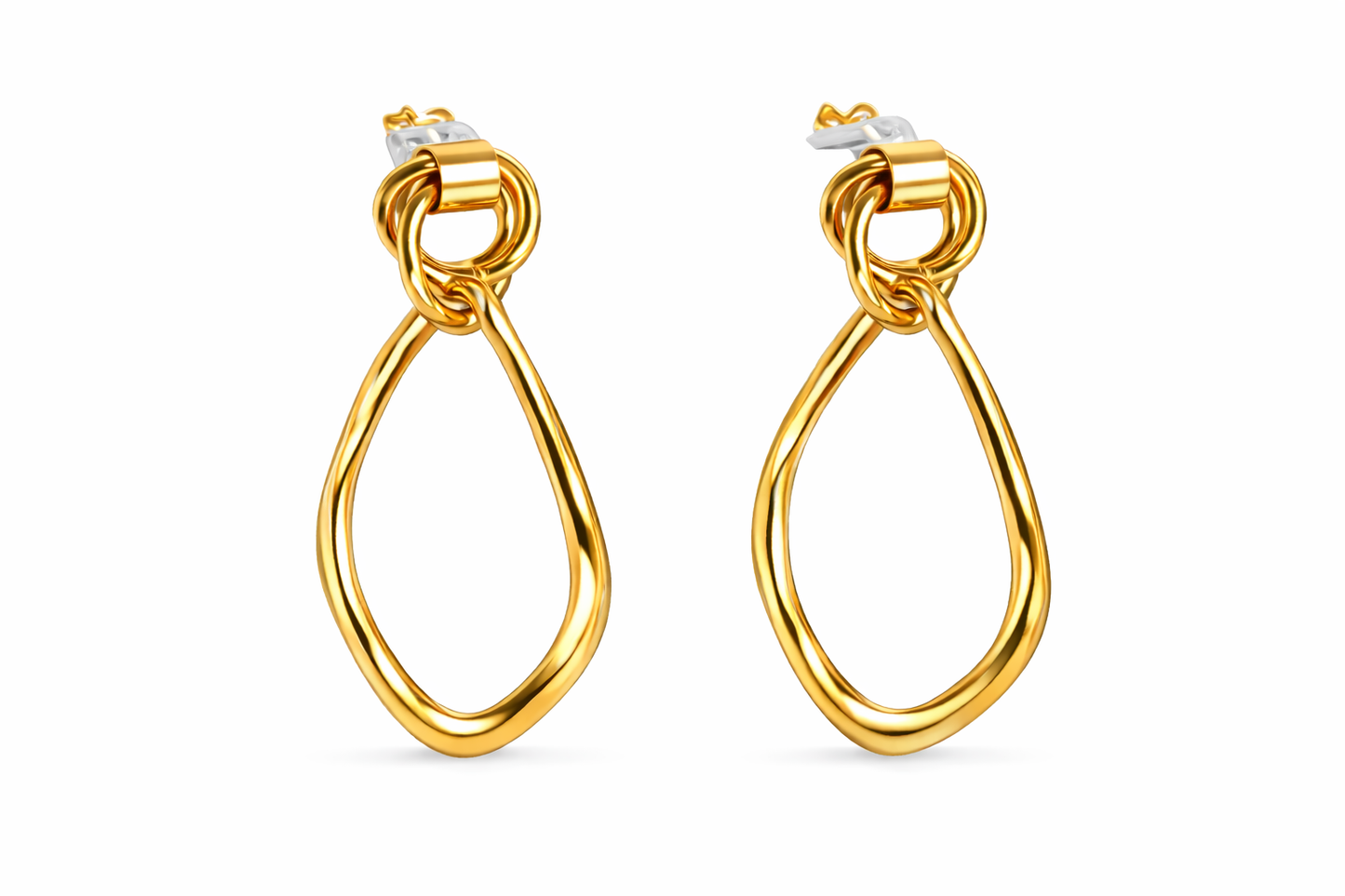 Boucles d’oreilles pendantes dorées ovales irrégulières en acier inoxydable – bijou élégant Lidiar Collection