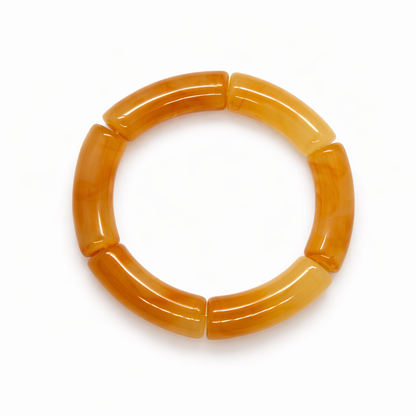 Bracelet en résine effet ambre jaune et miel, design moderne et élégant – Lidiar Collection