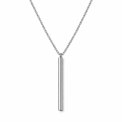 Collier pendentif barre argentée en acier inoxydable, design minimaliste et élégant – Lidiar Collection